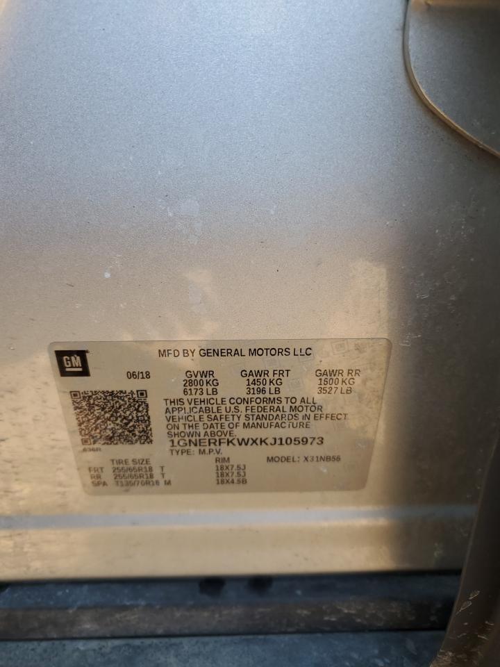2019 Chevrolet Traverse VIN 1GNERFKWXKJ105973 Copart auction photo, partial repair / minor dent/scratches damage thumbnail 14
