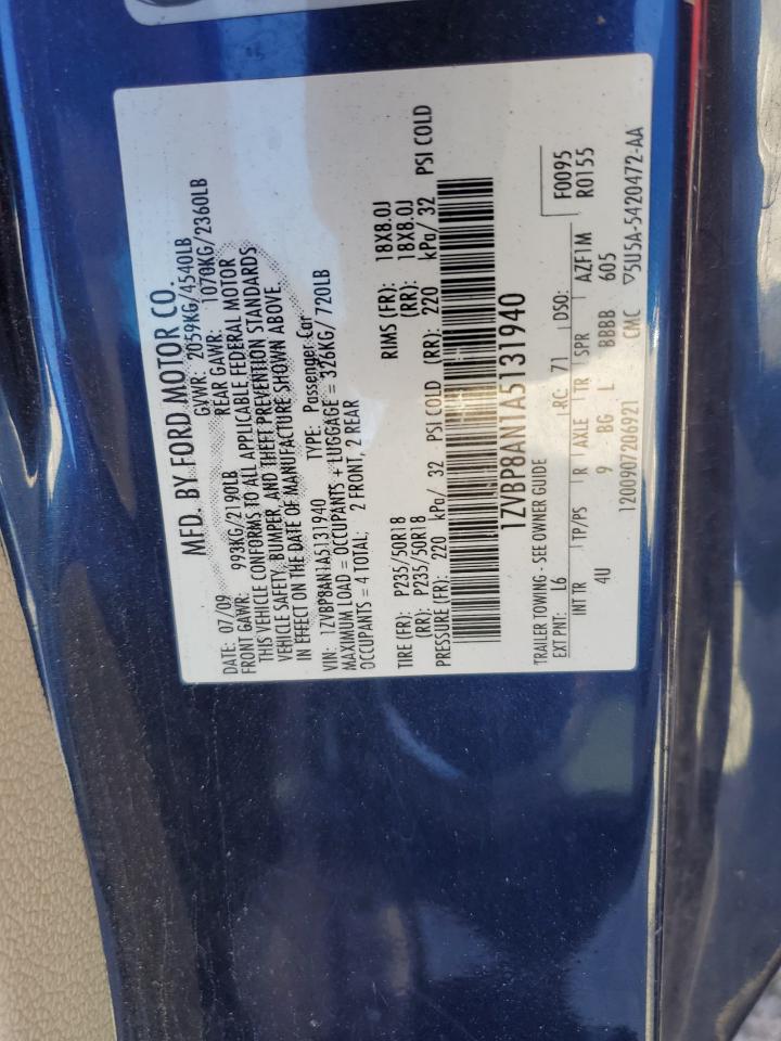 2010 Ford Mustang VIN 1ZVBP8AN1A5131940 Copart auction photo, all over damage thumbnail 12