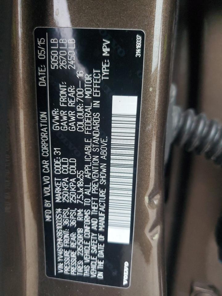 2016 Volvo V60 VIN YV4612HK8G1003514 Copart auction photo, mechanical damage thumbnail 12