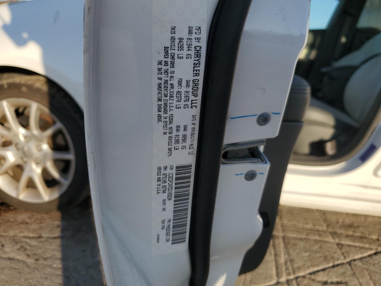 2013 Dodge Dart VIN 1C3CDFCA7DD103234 Copart auction photo, rear end / front end damage thumbnail 13
