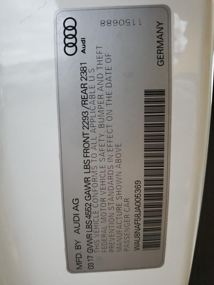 2018 Audi A5 VIN WAU8NAF58JA005369 Copart auction photo, rear end damage thumbnail 12