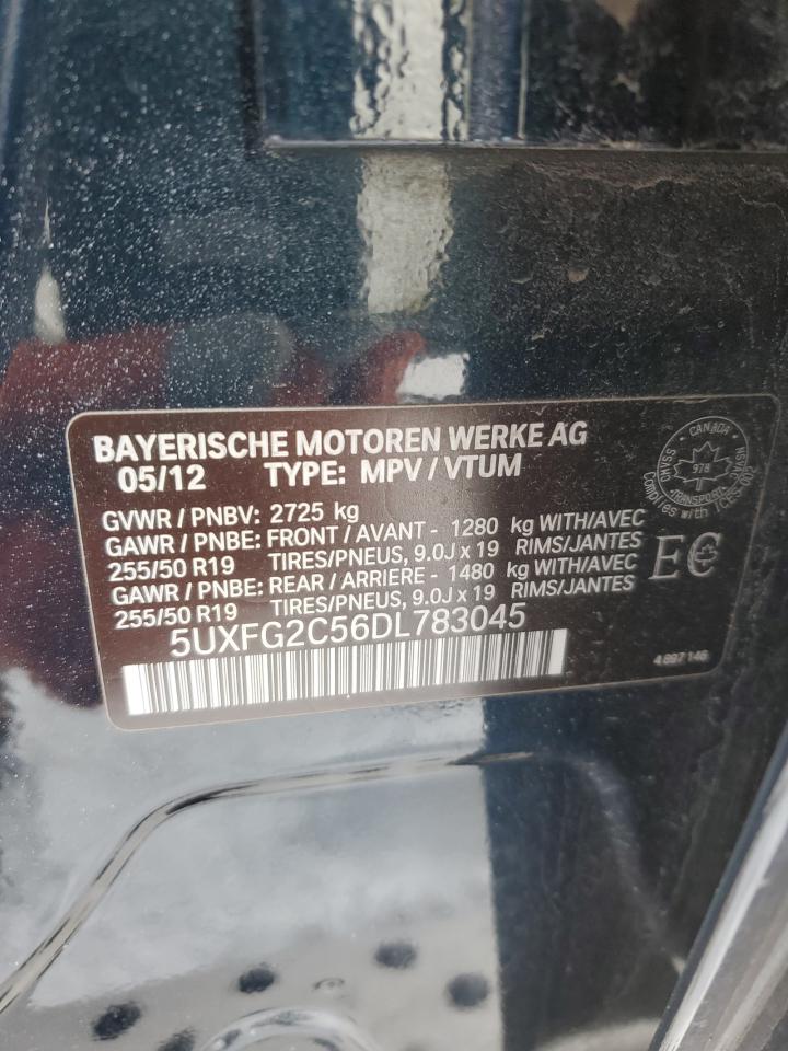 2013 BMW X6 VIN 5UXFG2C56DL783045 Copart auction photo, rear end / undercarriage damage thumbnail 13