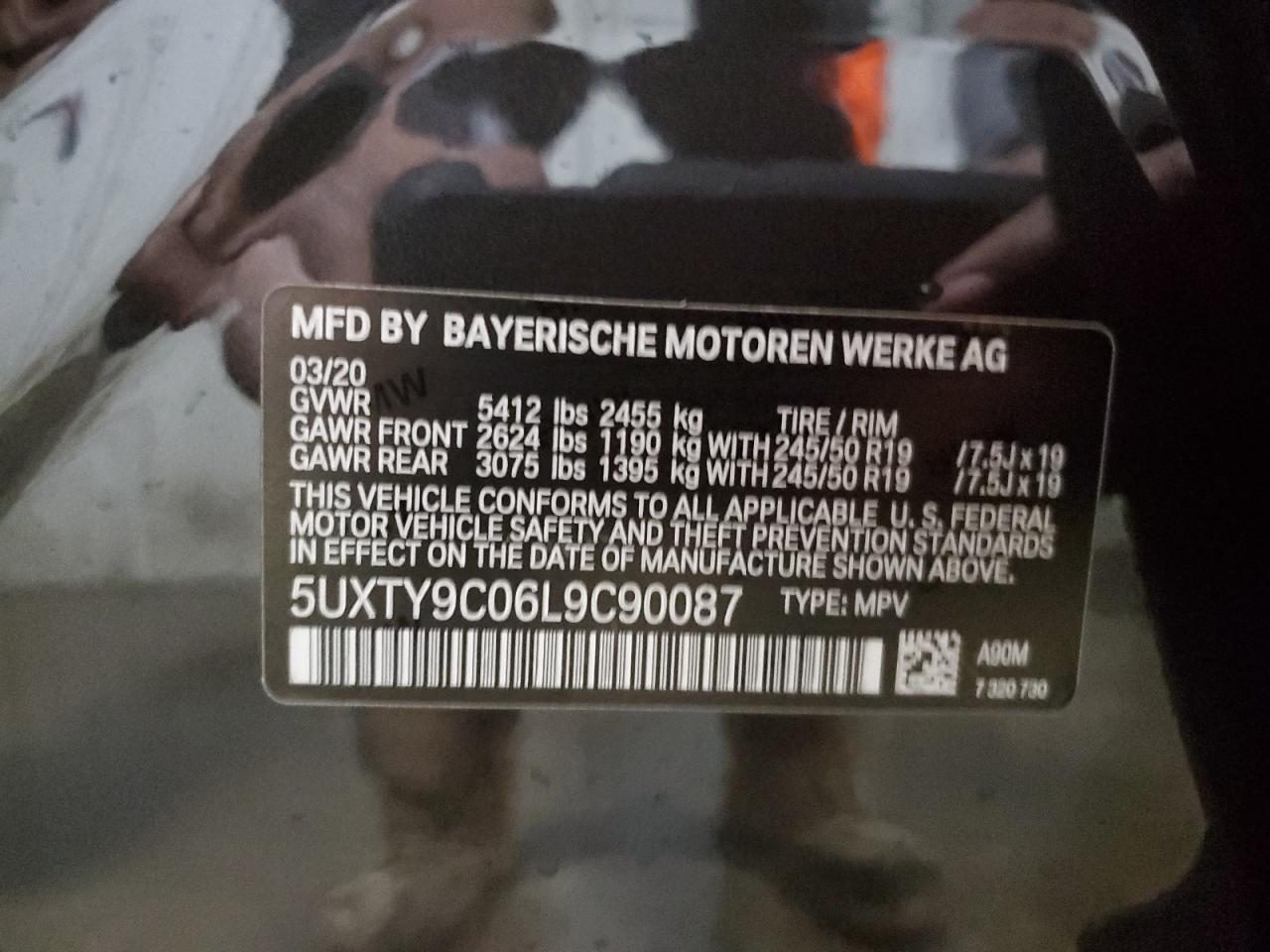 2020 BMW X3 VIN 5UXTY9C06L9C90087 Copart auction photo, all over damage thumbnail 14