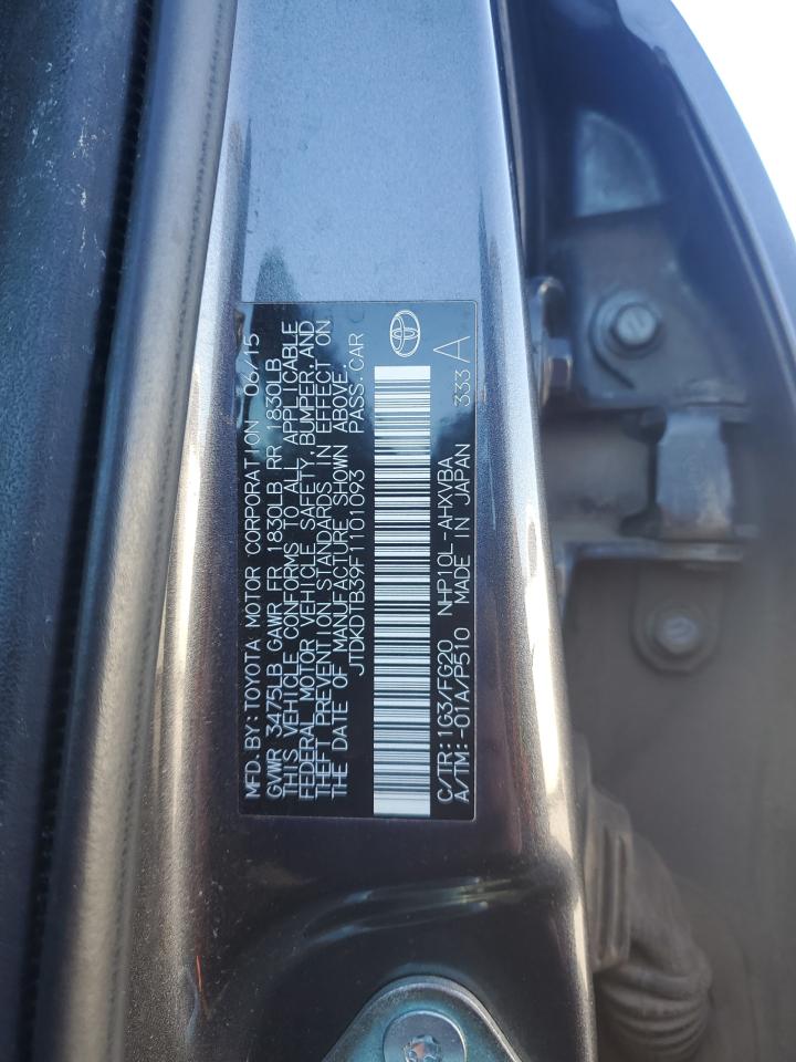 2015 Toyota Prius VIN JTDKDTB39F1101093 Copart auction photo, rear end / front end damage thumbnail 13