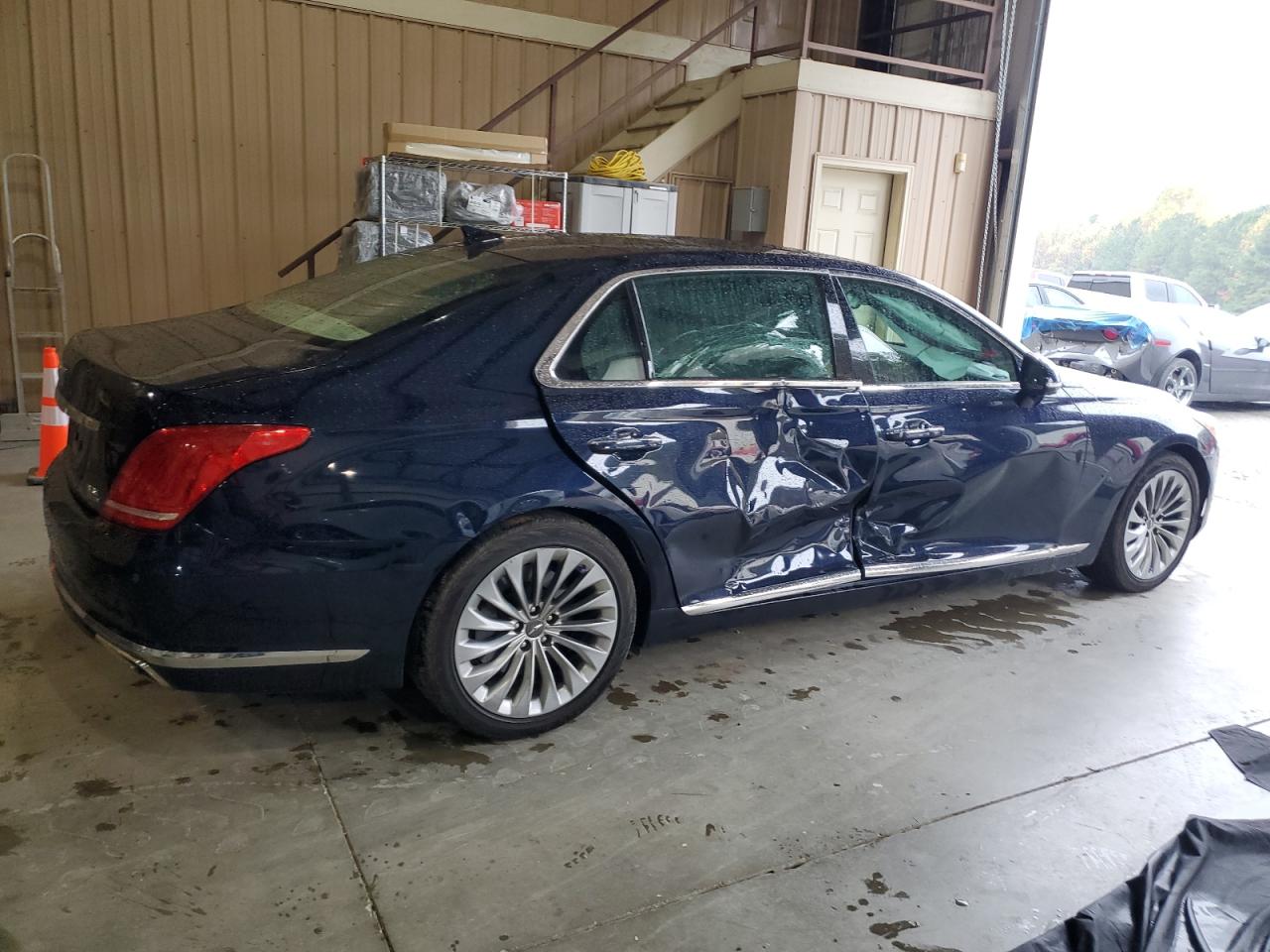 2018 Genesis G90 VIN KMHG34JA8JU042118 Copart auction photo, side damage thumbnail 3