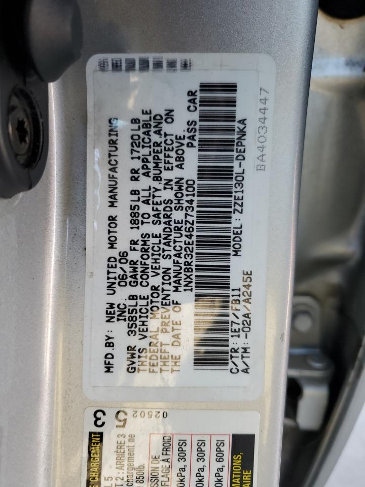 2006 Toyota Corolla VIN 1NXBR32E46Z734100 Copart auction photo, front end / minor dent/scratches damage thumbnail 12