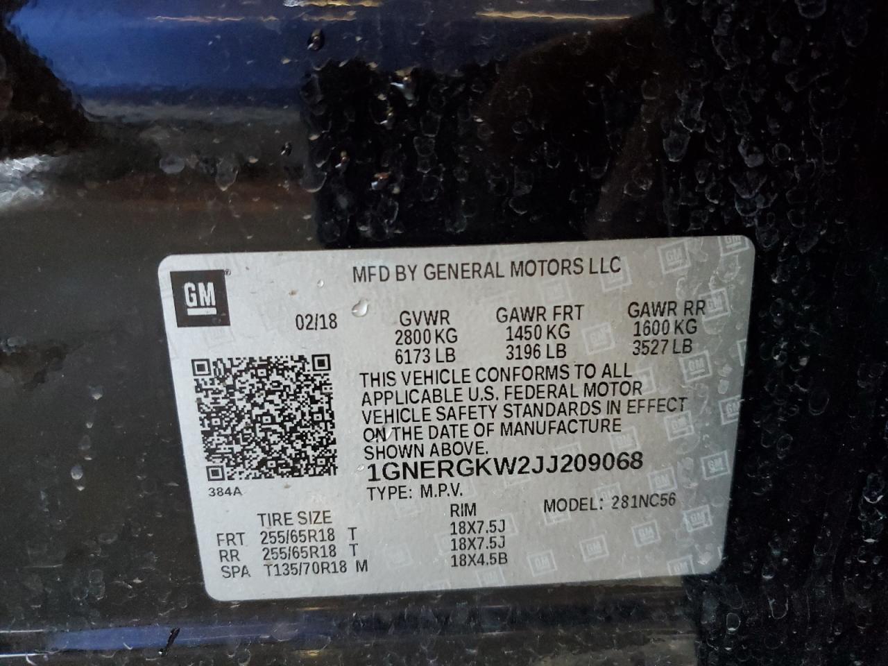 2018 Chevrolet Traverse VIN 1GNERGKW2JJ209068 Copart auction photo, front end / undercarriage damage thumbnail 14