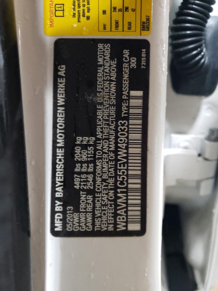 2014 BMW X1 VIN WBAVM1C55EVW49033 Copart auction photo, front end damage thumbnail 13