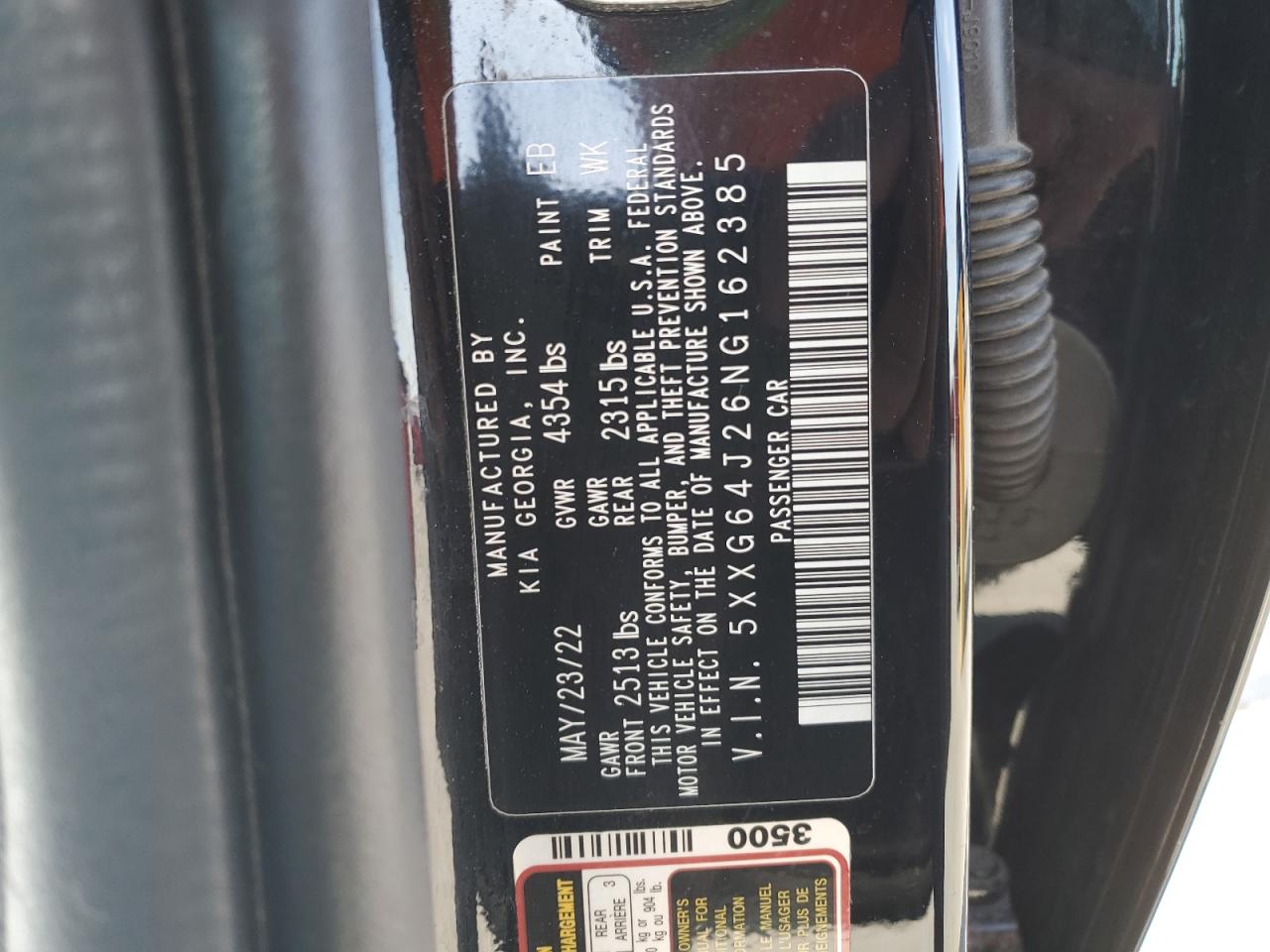 2022 KIA K5 VIN 5XXG64J26NG162385 Copart auction photo, front end damage thumbnail 12