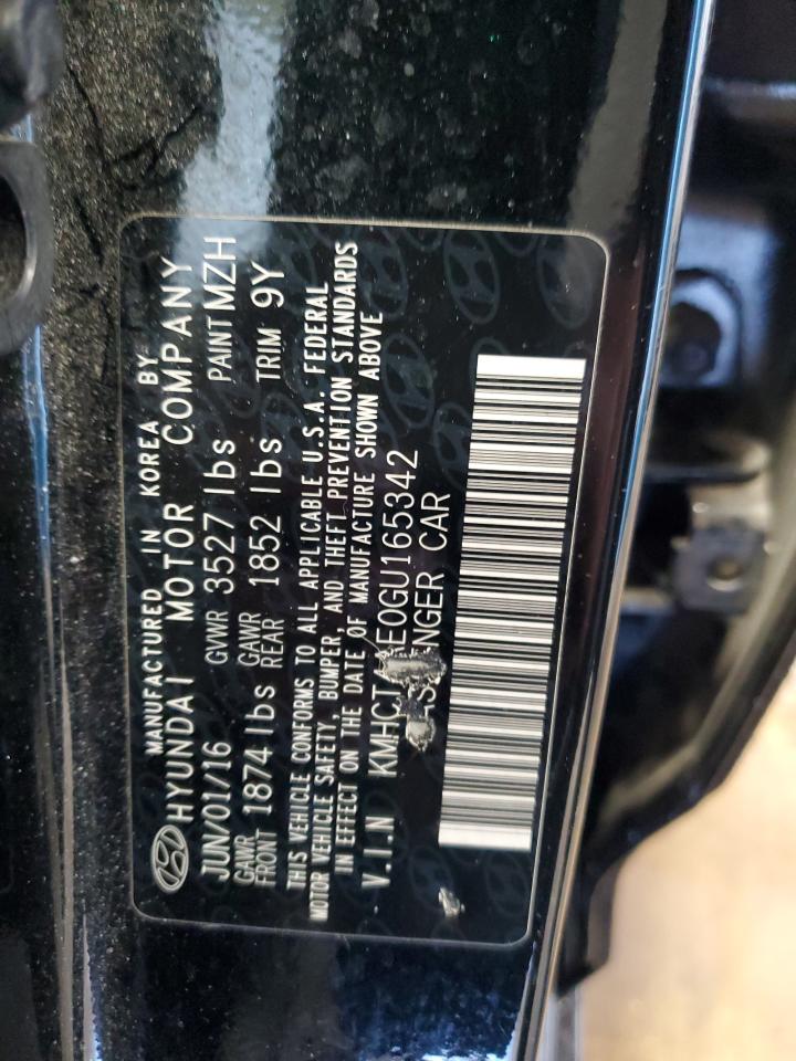 2016 Hyundai Accent VIN KMHCT4AE0GU165342 Copart auction photo, side / front end damage thumbnail 12