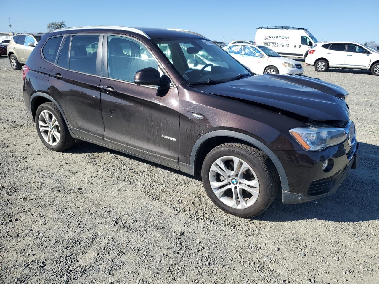 2015 BMW X3 VIN 5UXWX7C57F0K35167 Copart auction photo, front end / side damage thumbnail 4