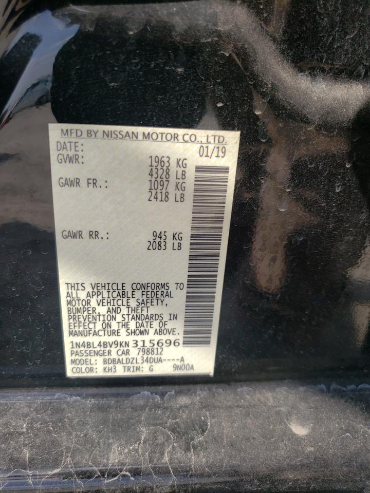 2019 Nissan Altima VIN 1N4BL4BV9KN315696 Copart auction photo, front end damage thumbnail 12