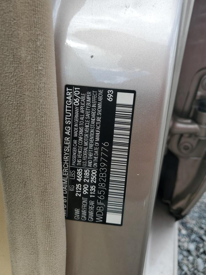 2002 Mercedes-Benz E-klasse VIN WDBJF65J82B397776 Copart auction photo, front end damage thumbnail 12