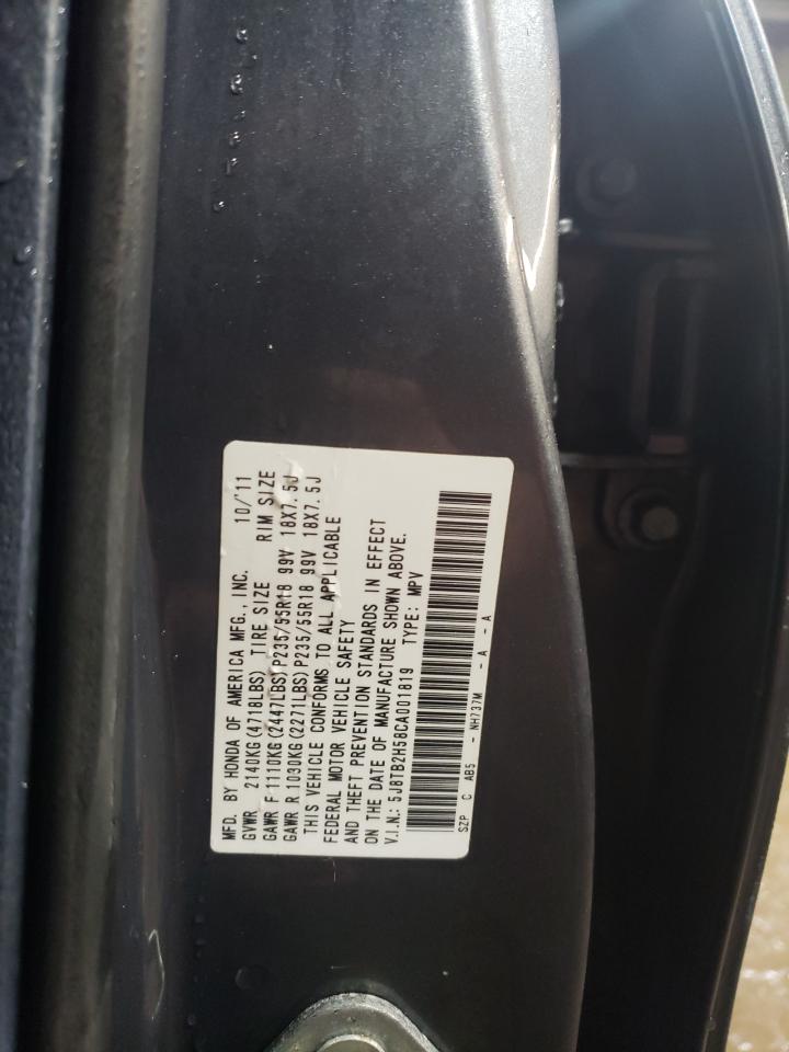 2012 Acura RDX VIN 5J8TB2H58CA001819 Copart auction photo, front end damage thumbnail 13