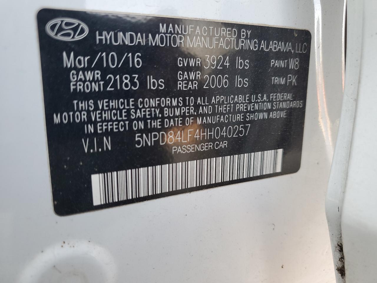 2017 Hyundai Elantra VIN 5NPD84LF4HH040257 Copart auction photo, front end damage thumbnail 14