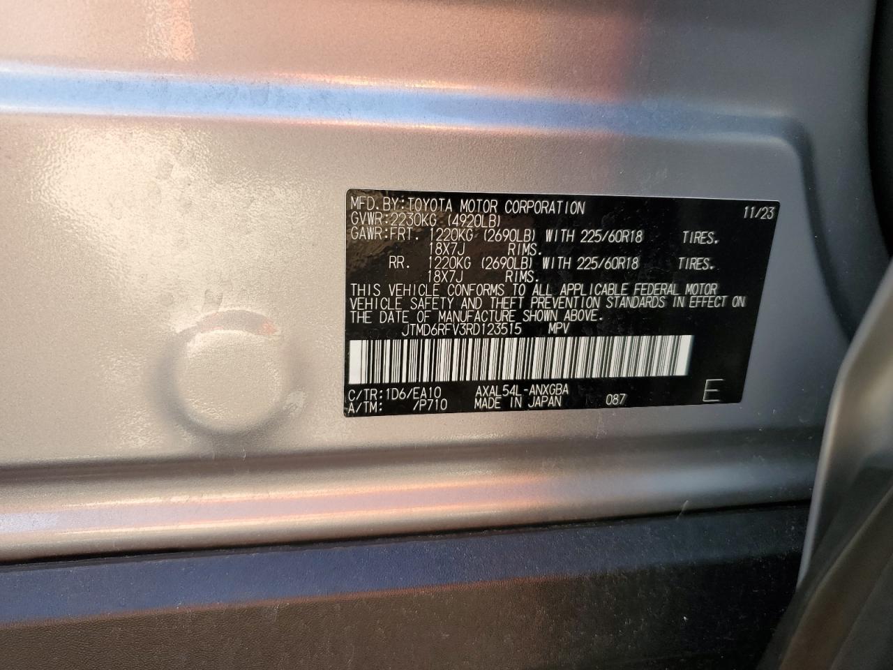2024 Toyota RAV 4 VIN JTMD6RFV3RD123515 Copart auction photo, front end damage thumbnail 13