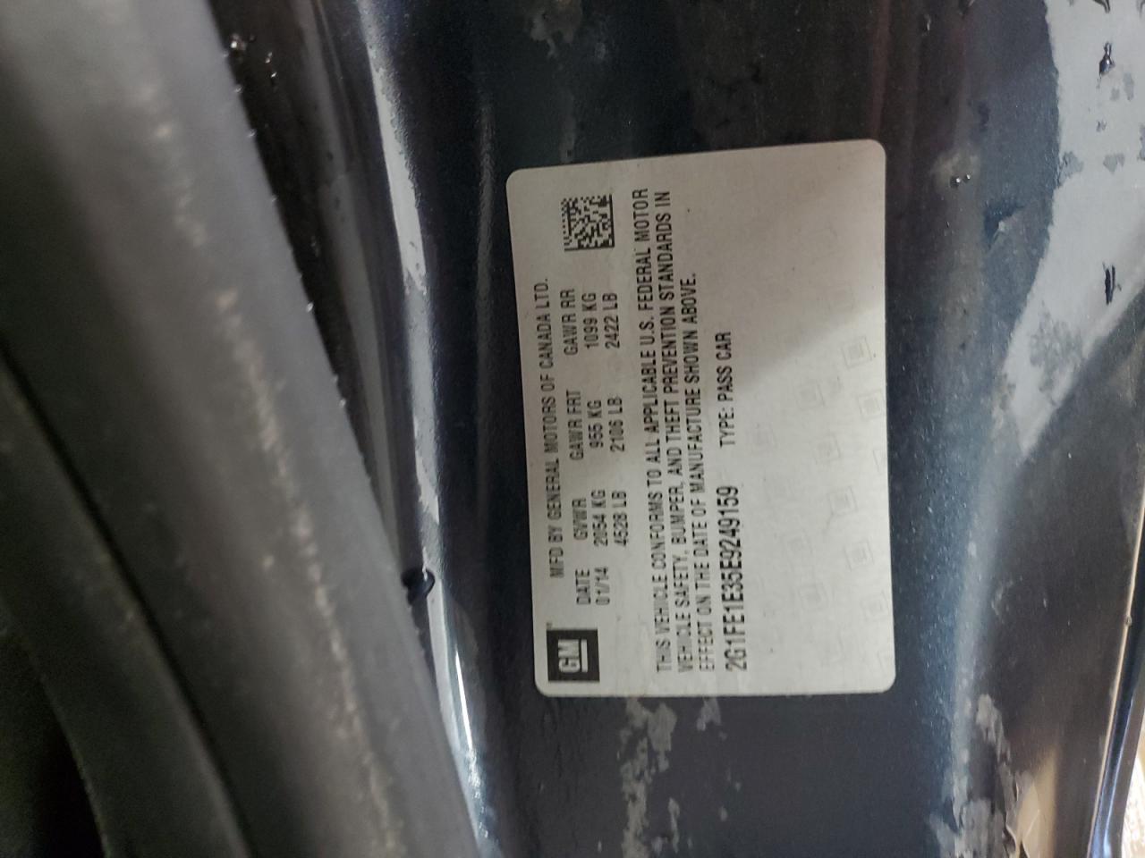 2014 Chevrolet Camaro VIN 2G1FE1E35E9249159 Copart auction photo, front end / side damage thumbnail 12