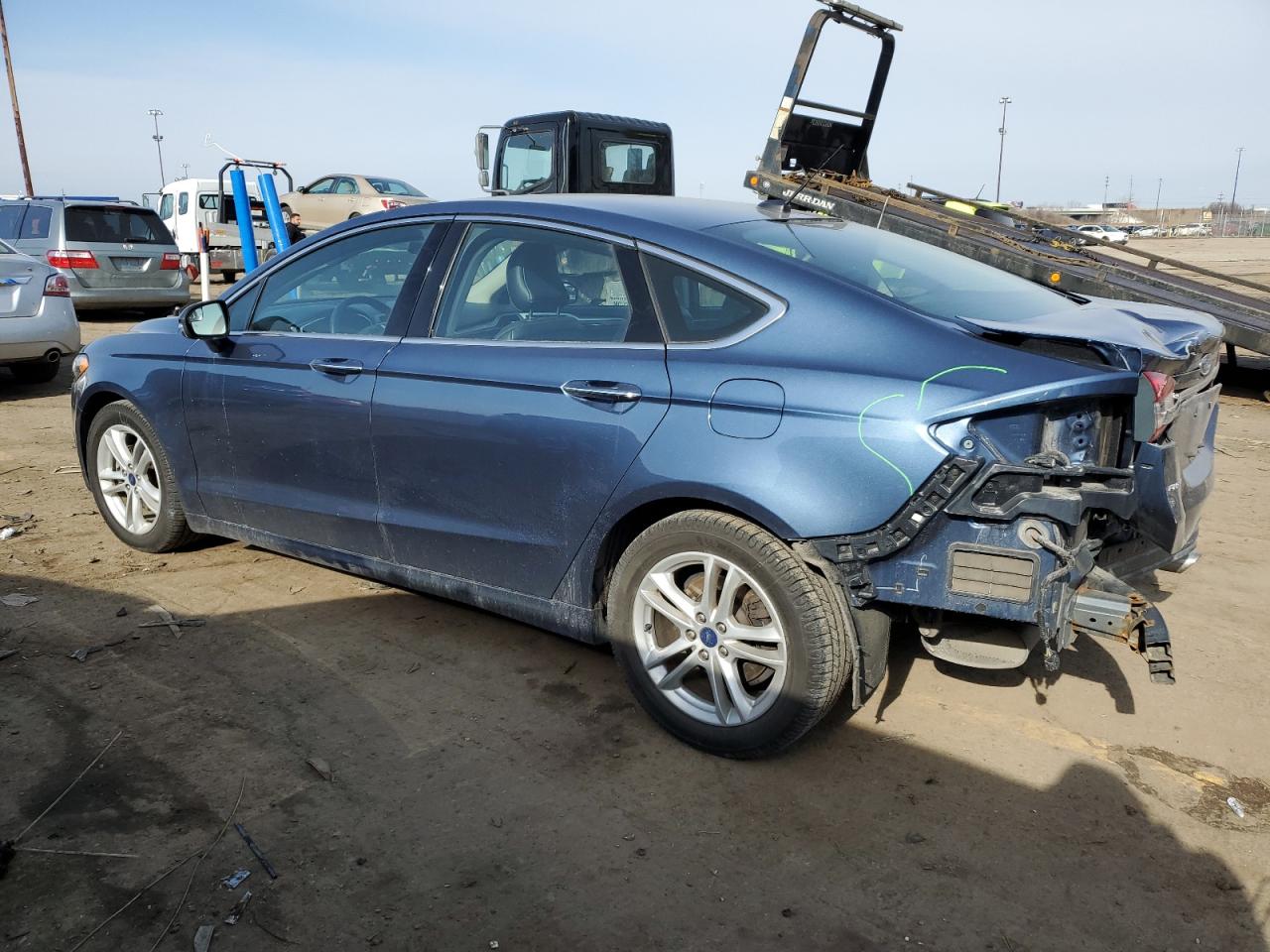 2018 Ford Fusion VIN 3FA6P0HD6JR256339 Copart auction photo, rear end damage thumbnail 2