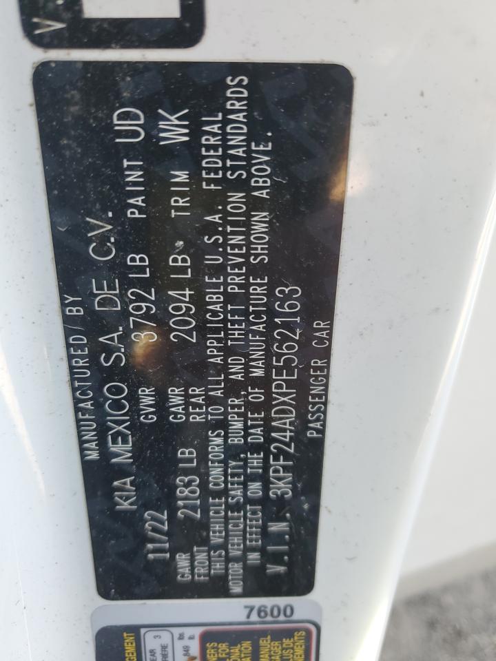 2023 KIA Forte VIN 3KPF24ADXPE562163 Copart auction photo, front end damage thumbnail 12