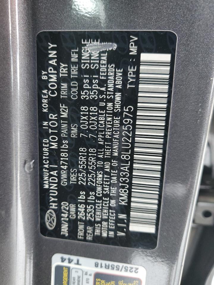 2020 Hyundai Tucson VIN KM8J33AL8LU225975 Copart auction photo, rollover / all over damage thumbnail 13