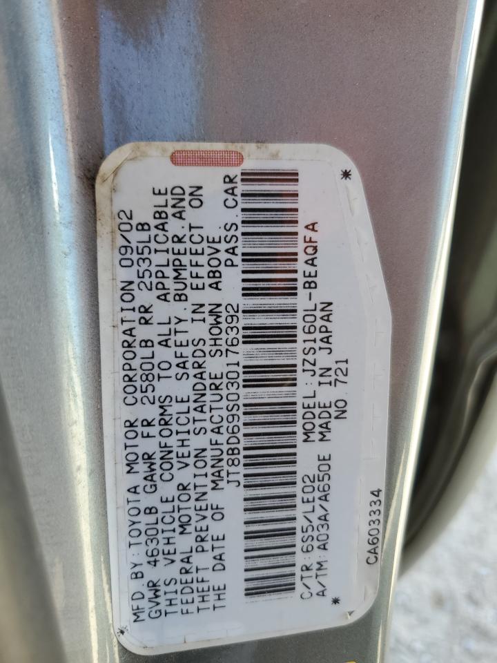 2003 Lexus GS 300 VIN JT8BD69S030176392 Copart auction photo, front end / minor dent/scratches damage thumbnail 12