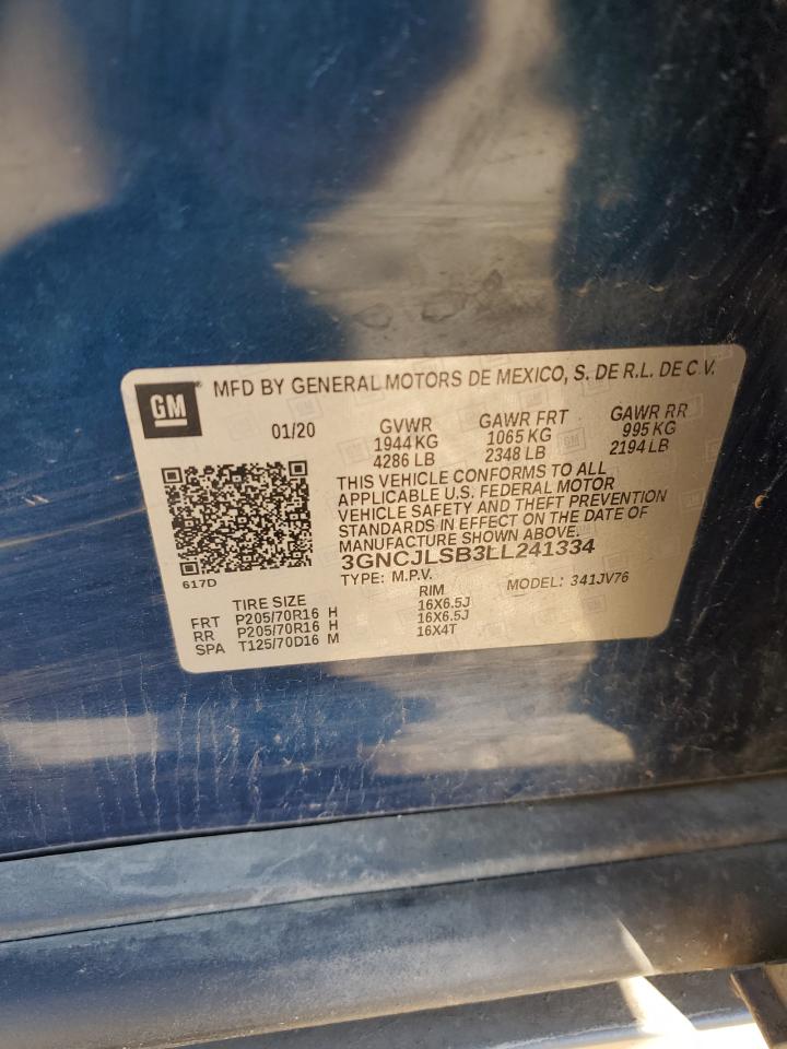 2020 Chevrolet Trax VIN 3GNCJLSB3LL241334 Copart auction photo, mechanical / side damage thumbnail 13