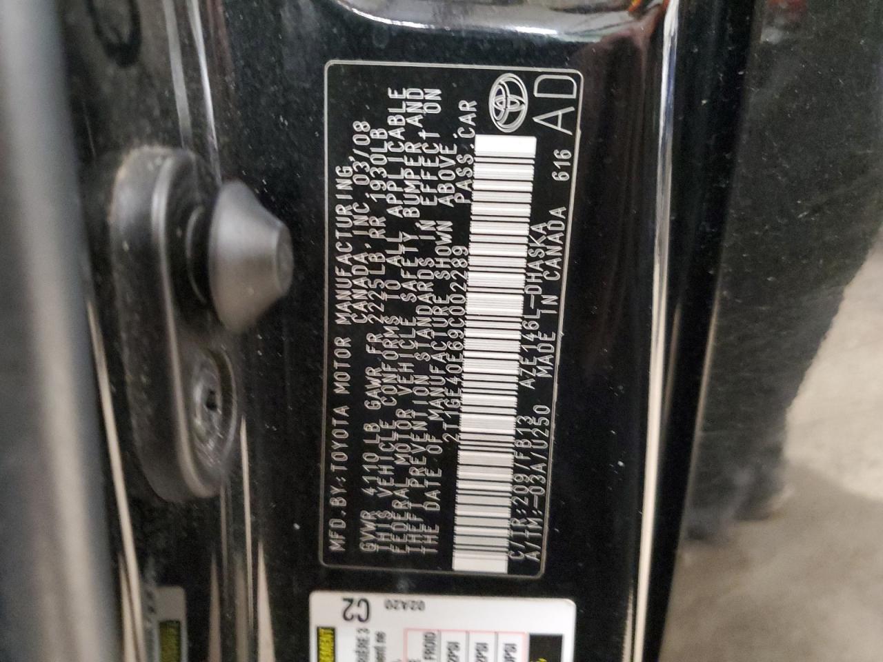 2009 Toyota Corolla VIN 2T1GE40E69C002289 Copart auction photo, front end damage thumbnail 14