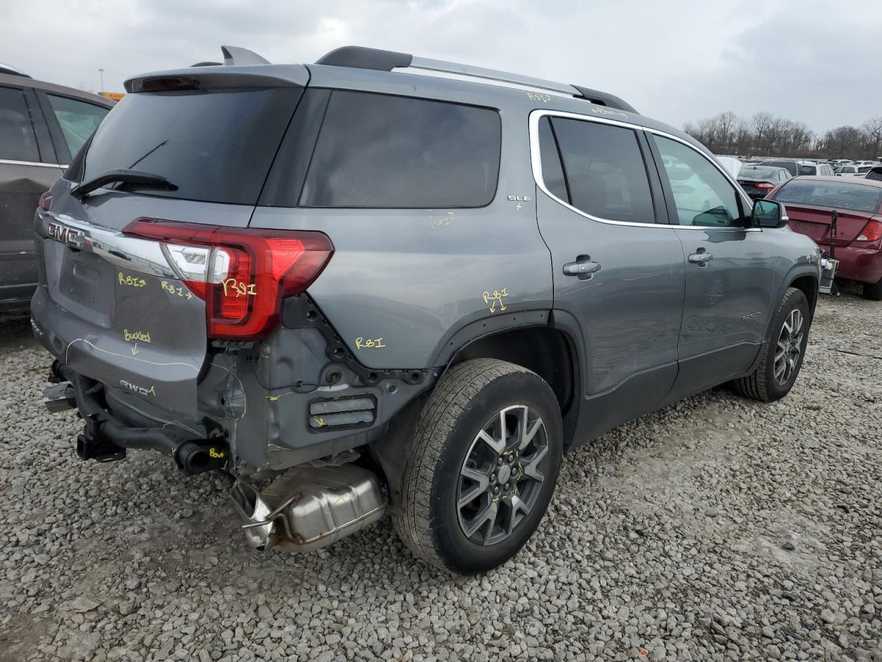 2021 GMC Acadia VIN 1GKKNRLS8MZ111266 Copart auction photo, rear end damage thumbnail 3
