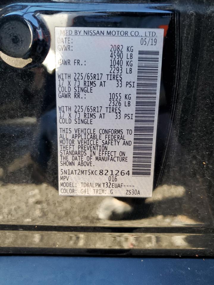 2019 Nissan Rogue VIN 5N1AT2MT5KC821264 Copart auction photo, front end damage thumbnail 14