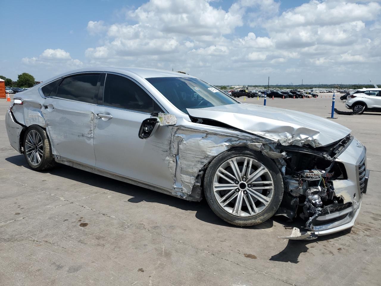 2018 Genesis G80 VIN KMHGN4JE7JU235079 Copart auction photo, all over damage thumbnail 4