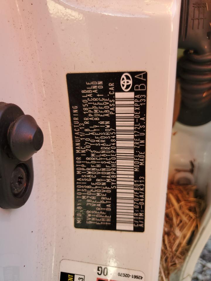 2014 Toyota Corolla VIN 5YFBPRHE0EP048457 Copart auction photo, water/flood damage thumbnail 13