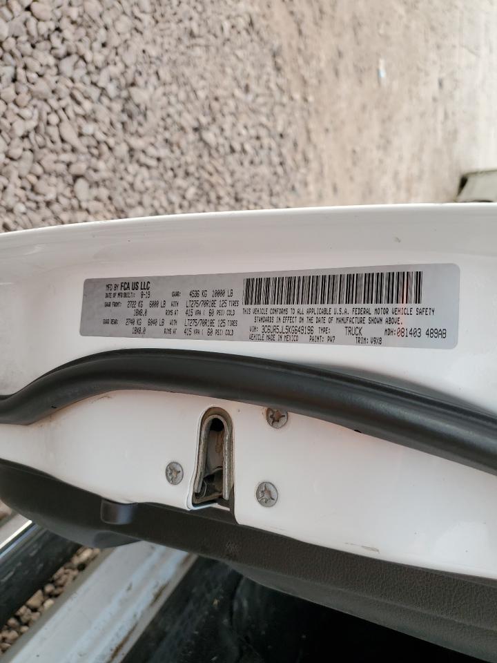 2019 RAM 2500 VIN 3C6UR5JL5KG649196 Copart auction photo, front end / side damage thumbnail 12