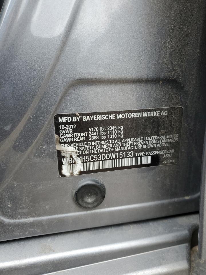 2013 BMW 5er VIN WBAXH5C53DDW15133 Copart auction photo, undercarriage damage thumbnail 12