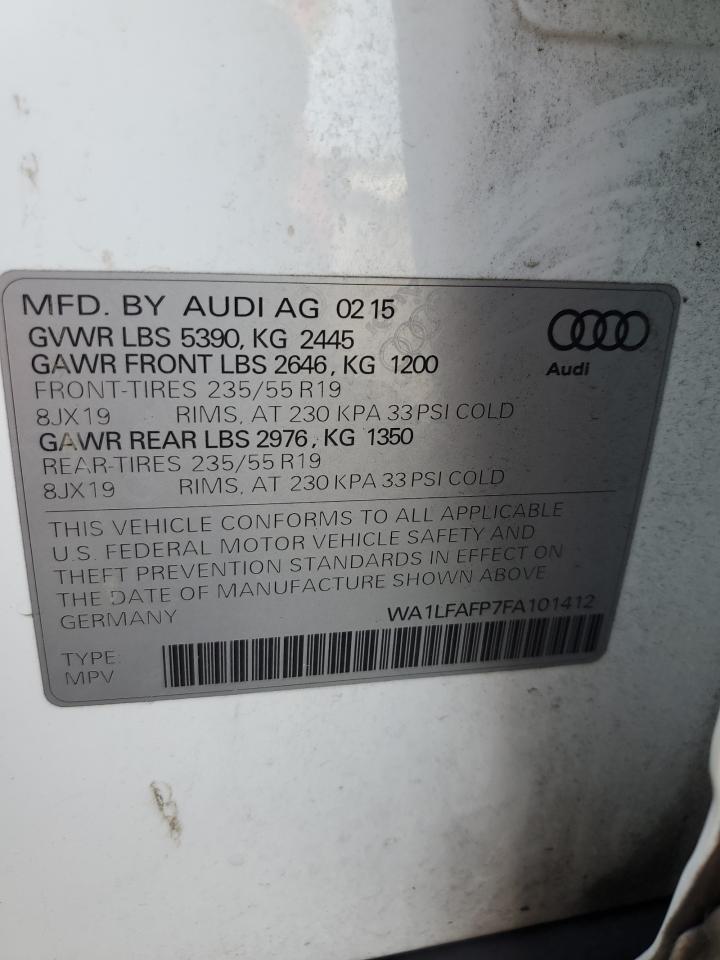 2015 Audi Q5 VIN WA1LFAFP7FA101412 Copart auction photo, rear end damage thumbnail 14