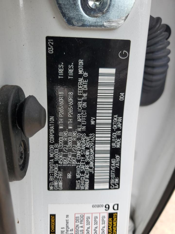 2021 Lexus GX VIN JTJAM7BX6M5291623 Copart auction photo, side damage thumbnail 12