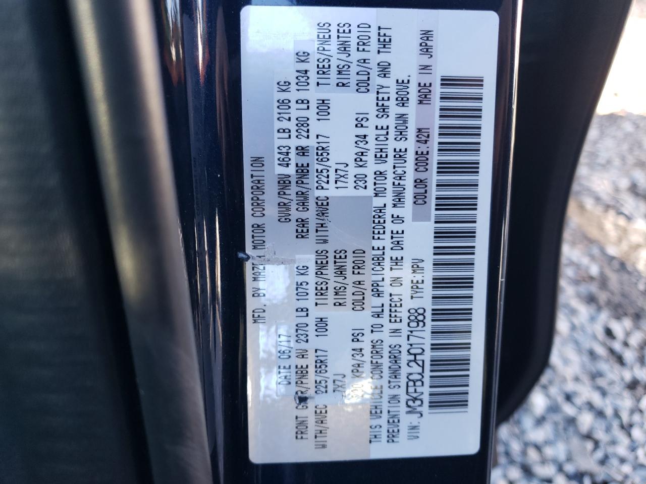 2017 Mazda CX-5 VIN JM3KFBCL2H0171988 Copart auction photo, front end damage thumbnail 13