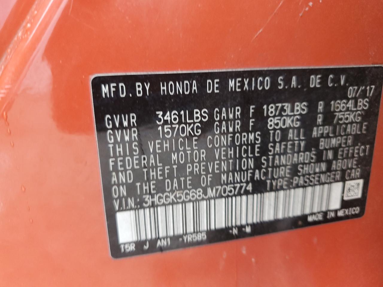 2018 Honda Fit VIN 3HGGK5G68JM705774 Copart auction photo, rear end / minor dent/scratches damage thumbnail 12