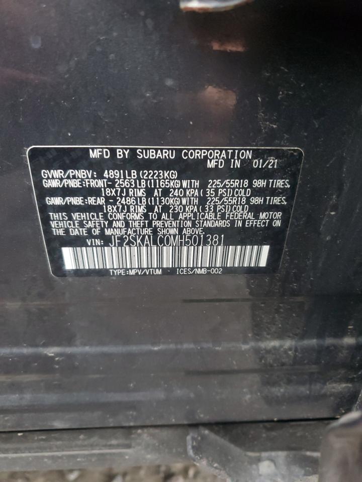 2021 Subaru Forester VIN JF2SKALC0MH501381 Copart auction photo, all over damage thumbnail 13