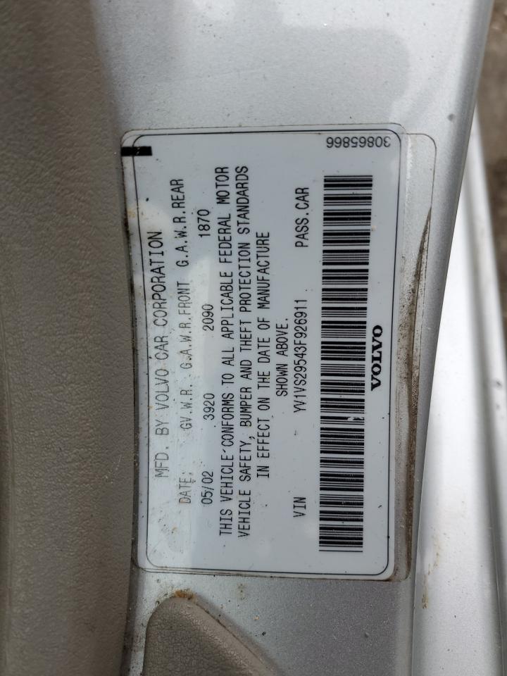 2003 Volvo S40 VIN YV1VS29543F926911 Copart auction photo, front end damage thumbnail 12