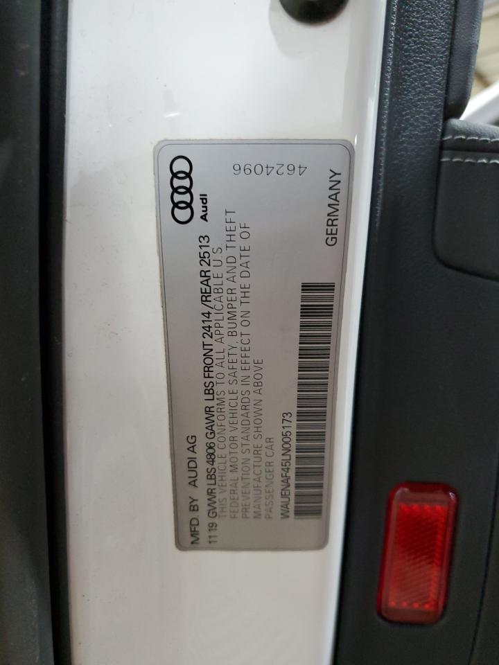 2020 Audi A4 VIN WAUENAF45LN005173 Copart auction photo, front end / side damage thumbnail 12
