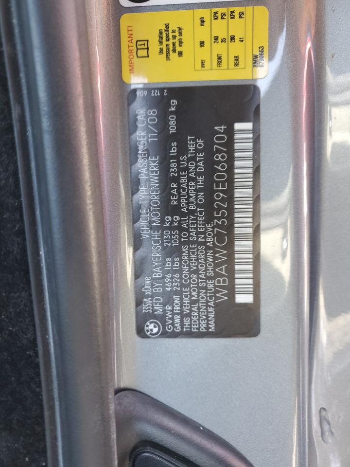 2009 BMW 3er VIN WBAWC73529E068704 Copart auction photo, rear end damage thumbnail 12
