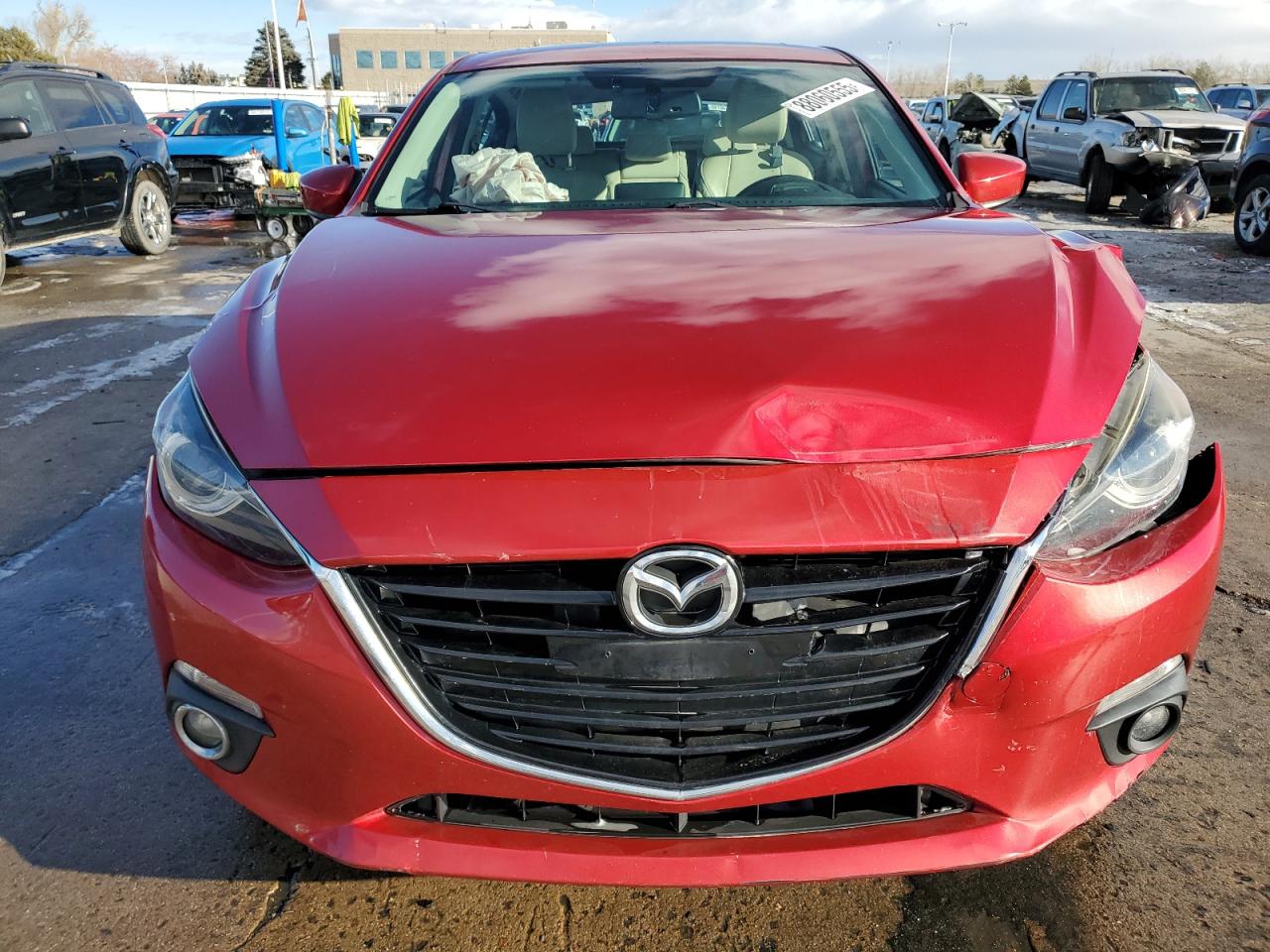 2014 Mazda 3 VIN JM1BM1M38E1101506 Copart auction photo, front end / hail damage thumbnail 5