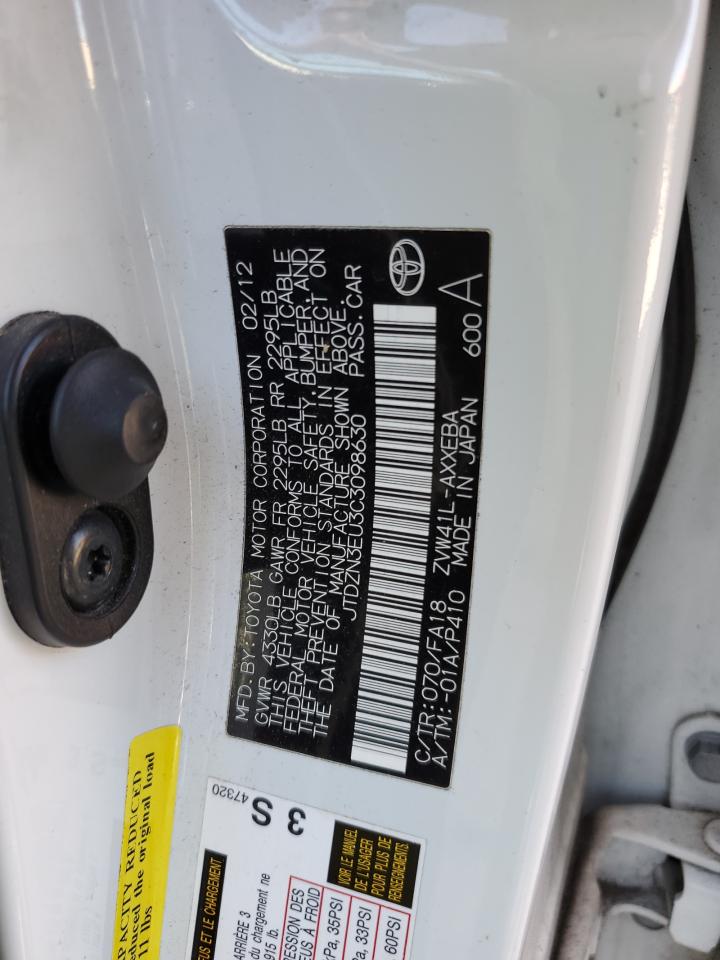 2012 Toyota Prius VIN JTDZN3EU3C3098630 Copart auction photo, rear end damage thumbnail 13
