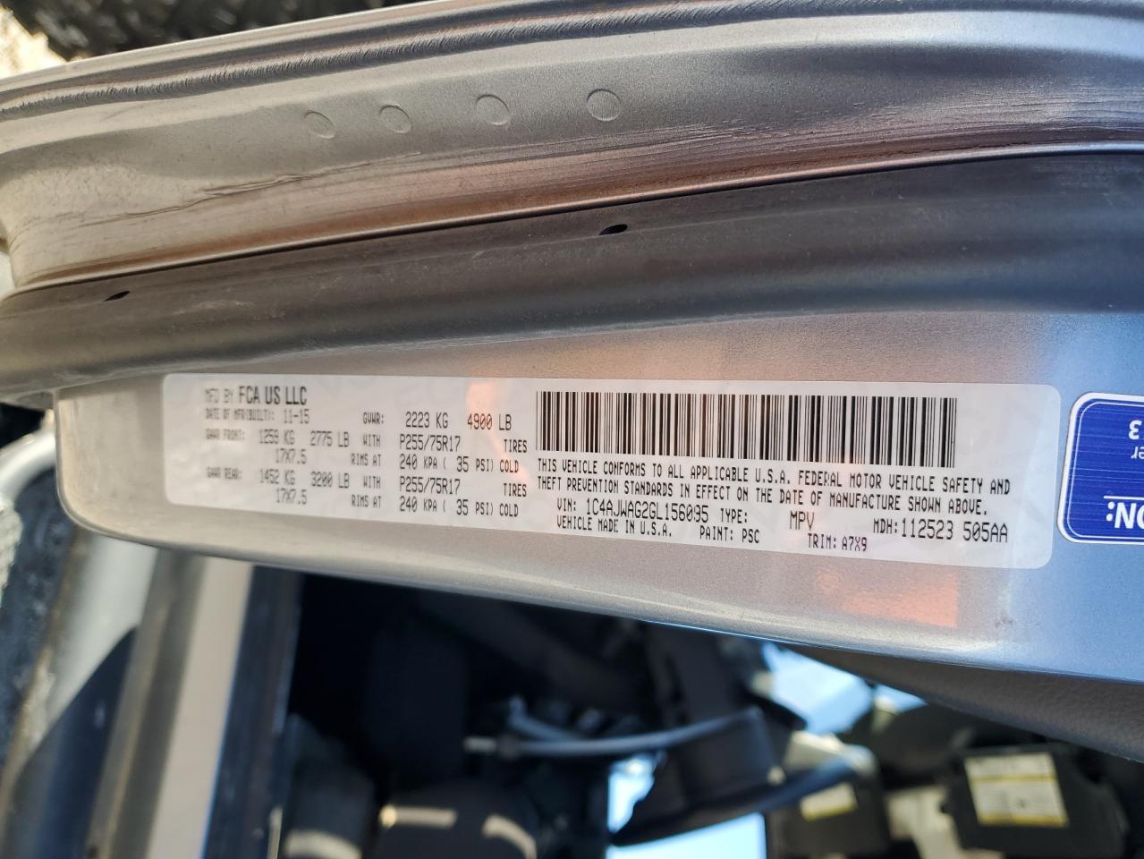 2016 Jeep Wrangler VIN 1C4AJWAG2GL156095 Copart auction photo, rear end damage thumbnail 12