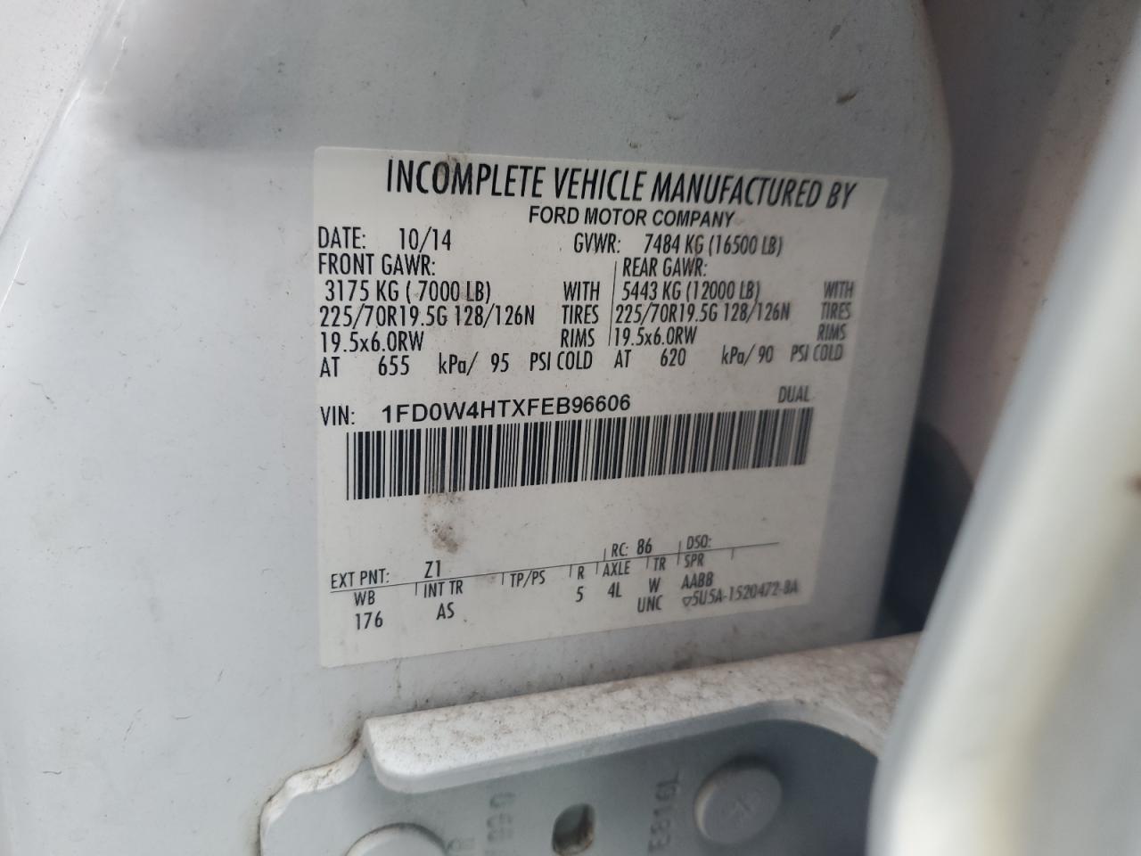 2015 Ford F450 VIN 1FD0W4HTXFEB96606 Copart auction photo, mechanical damage thumbnail 12