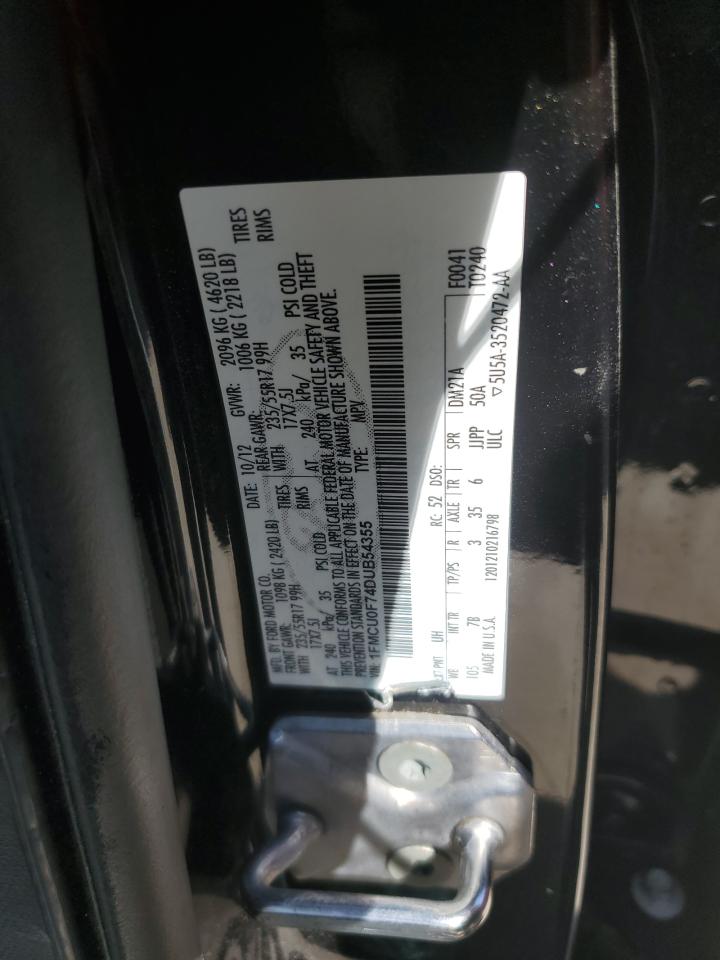 2013 Ford Escape VIN 1FMCU0F74DUB54355 Copart auction photo, rear end / side damage thumbnail 13