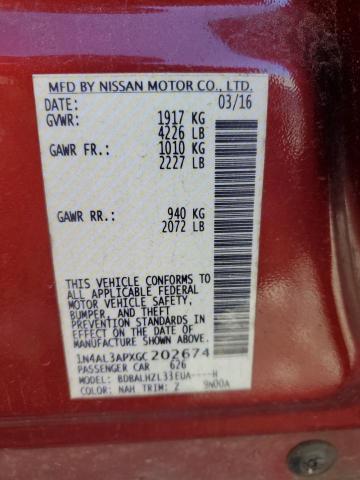 2016 Nissan Altima VIN 1N4AL3APXGC202674 Copart auction photo, front end damage thumbnail 12