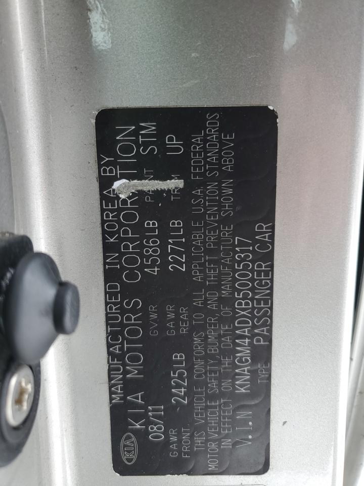 2011 KIA Optima VIN KNAGM4ADXB5005317 Copart auction photo, mechanical / minor dent/scratches damage thumbnail 12