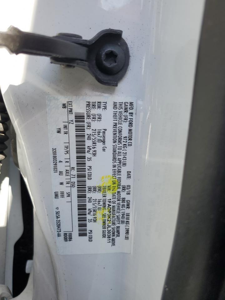 2018 Ford Focus VIN 1FADP3K21JL303811 Copart auction photo, side / rear end damage thumbnail 12
