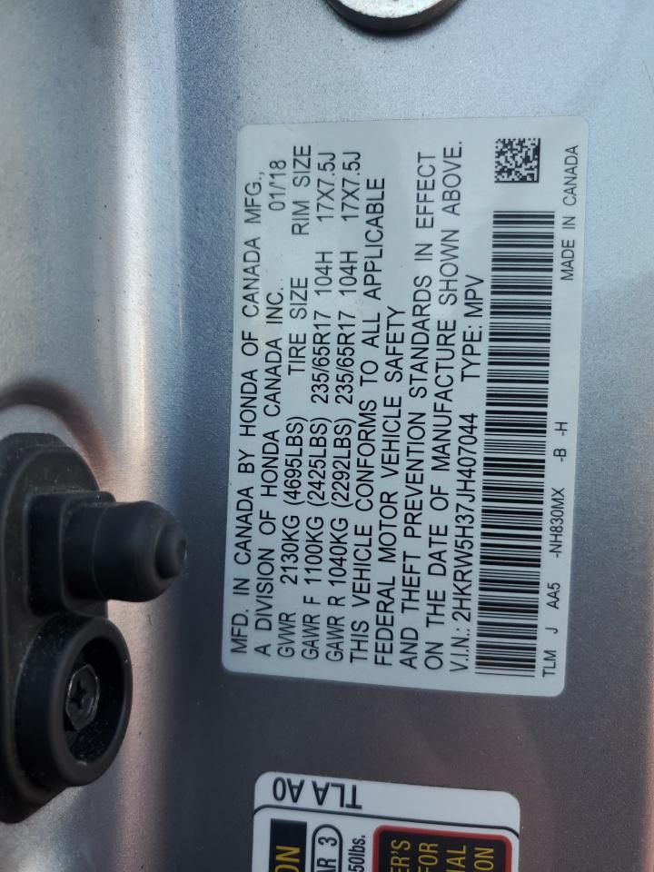 2018 Honda CR-V VIN 2HKRW5H37JH407044 Copart auction photo, side damage thumbnail 14